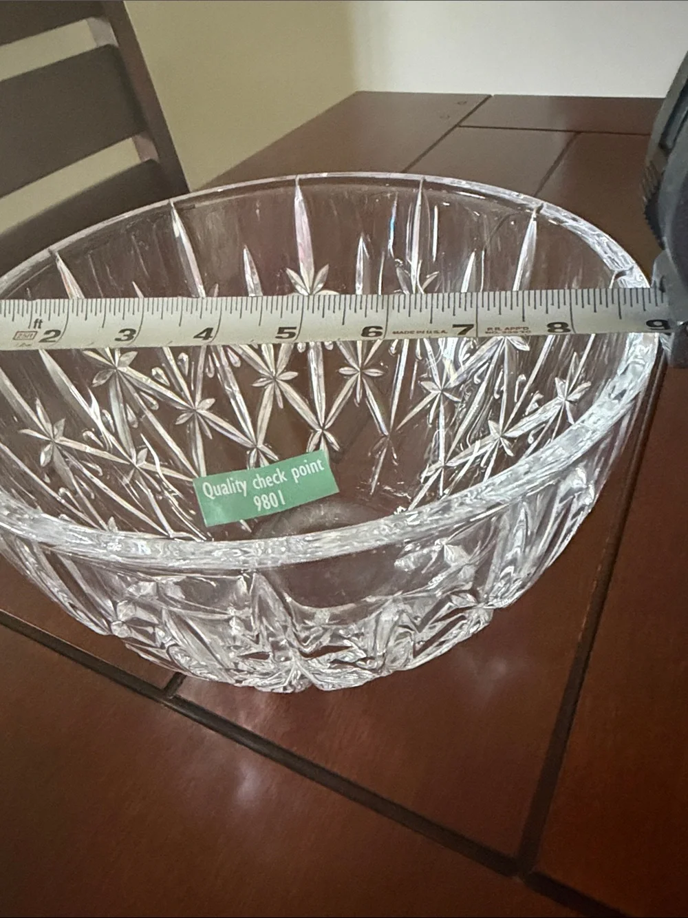 Cut Crystal Pattern Glass Serving Bowl - Clear Kristallglas, Germany 24% lead
